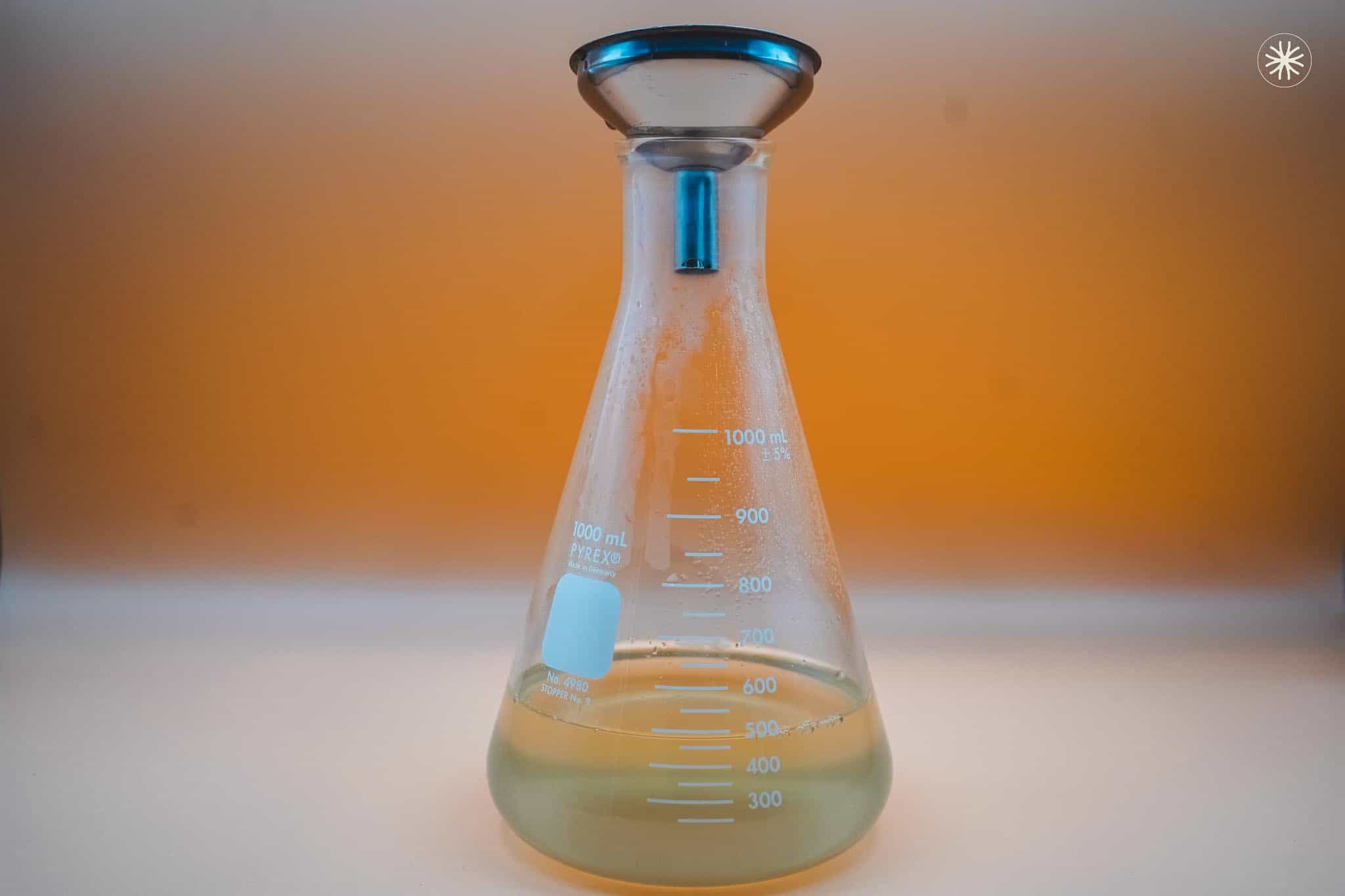 PDA mixture added to flask